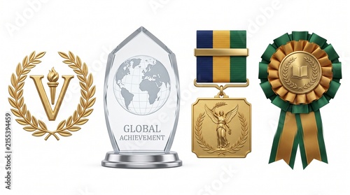 Achievement Awards Isolated on White Background