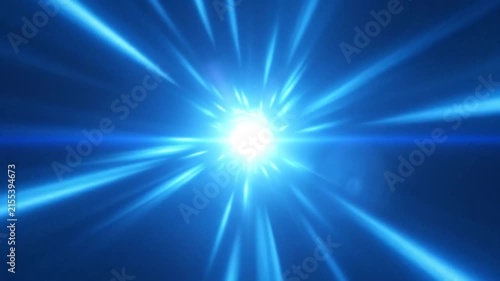 Abstract blue light streaks converge into a central point
