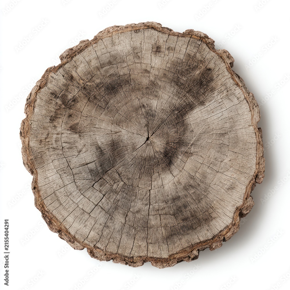 Fototapeta premium Rustic wooden tree ring with natural texture.