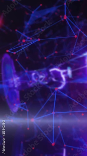 Animation of network of connections spinning over glowing satellite