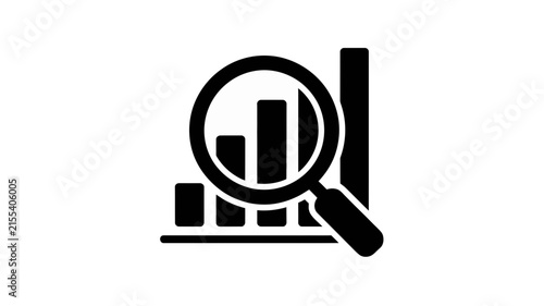 Magnifying glass over a bar chart icon