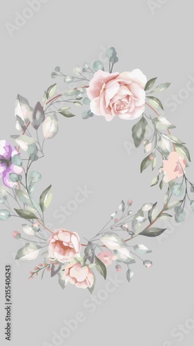 Animation of flowers spinning in hypnotic motion on grey background