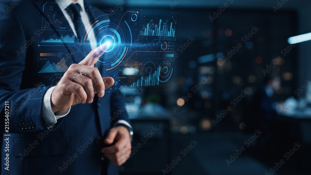 Fototapeta premium Digital Transformation and Corporate Business Analytics Interface Concept Banner