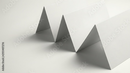 Abstract white paper folded in a zigzag pattern isolated on white background