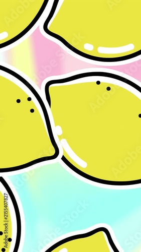 Animation of lemon repeated over colorful background