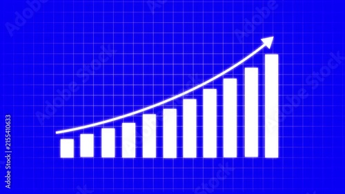 Infographics Business graph with rising arrow icon, Upward trend business growth animation, Digital line graph tracks upward moving corporate revenue. Interactive line graph demonstrates successful 
