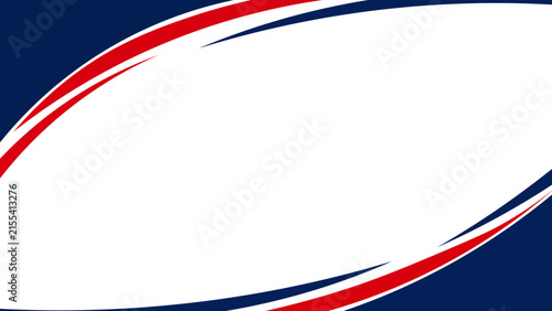 Abstract dark blue background with central white oval bordered by red and blue swooshes, modern geometric template for digital artwork