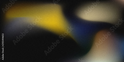 Abstract dark black background with glowing yellow, blue and warm beige smoky shapes, cinematic atmospheric haze, vibrant gradient lighting, dramatic texture for posters, banners and designs