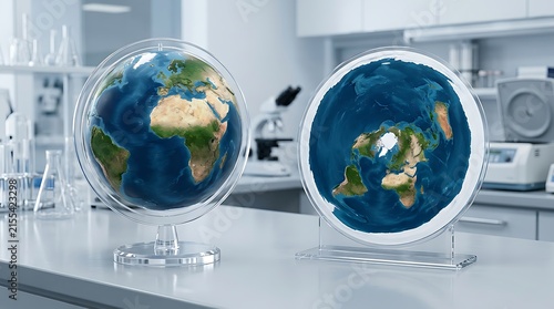 Comparing spherical Earth globe model with a flat Earth map in a scientific laboratory setting