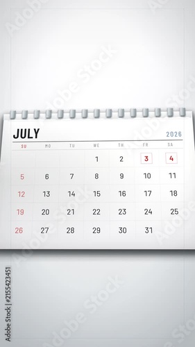 Vertical calendar pages rip away across 2026, showing time moving forward in a bright cinematic 3D composition designed for social media and business promotion.