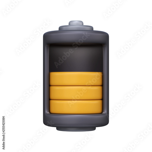 3D Battery Icon with Charge Level