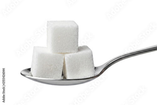 Cuadro en lienzo Three White Sugar Cubes on a Silver Spoon