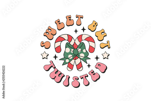 Canvastavla Candy Canes Sweet But Twisted Retro Christmas Holiday Quote Sublimation T shirt