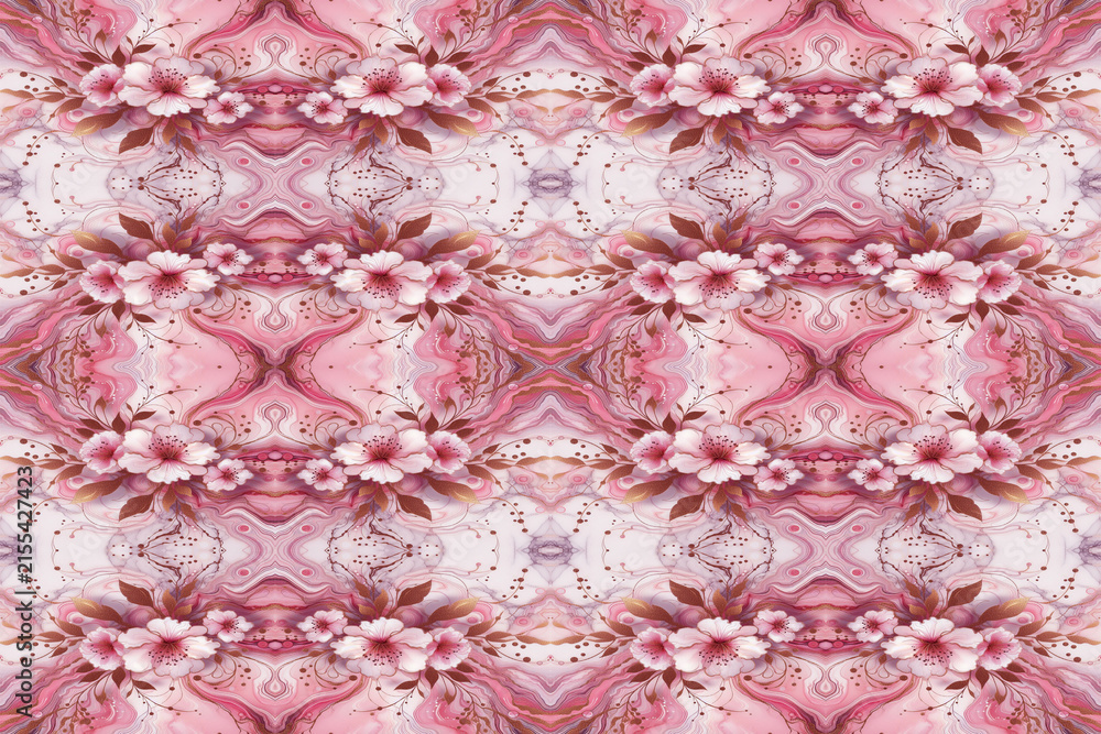 Fototapeta premium seamless pattern with pink flowers