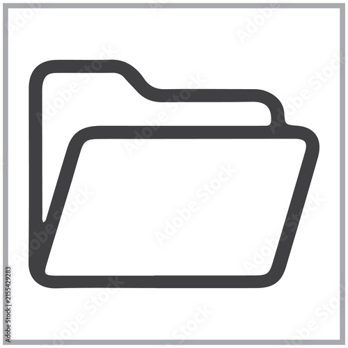 Simple folder icon showing a digital document storage symbol for computer interface and data management systems in a clean minimalist line art graphic design style