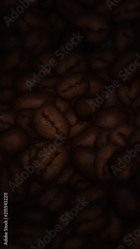 4K Dark Roasted Coffee Beans Close Up Background Seamless Loop