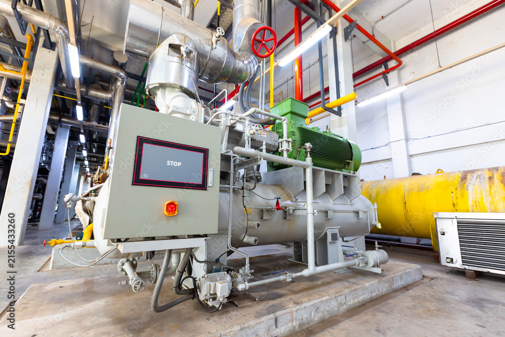 Fototapeta premium Compressor refrigeration system with ammonia, automatic control