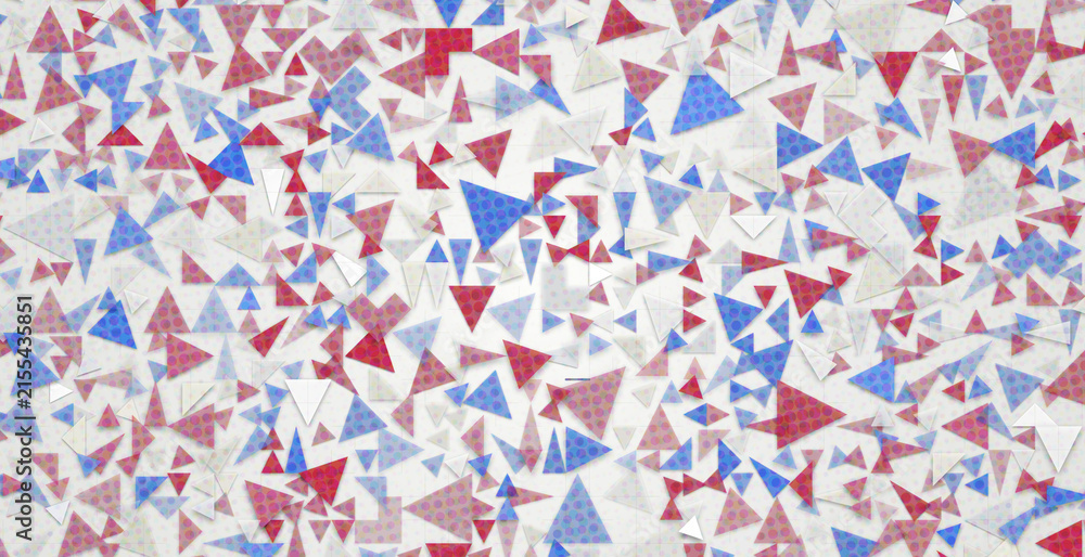 Obraz premium An abstract, energetic display of countless geometric triangles, subtly textured in a palette of spirited hues, creating a visually rich and dynamic field of digital abstraction and intricate depth