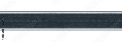 3d rendering asphalt road section top view with transparent background