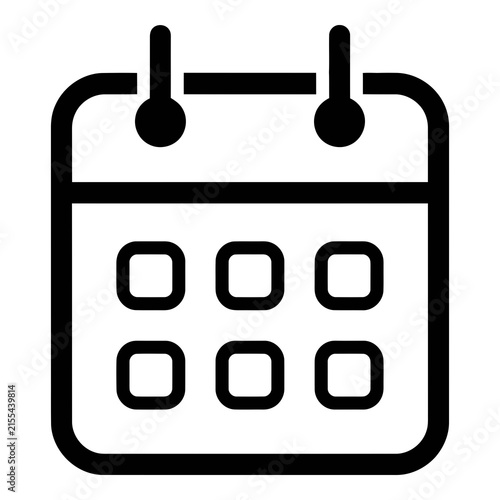 Simple black and white calendar icon on clean background