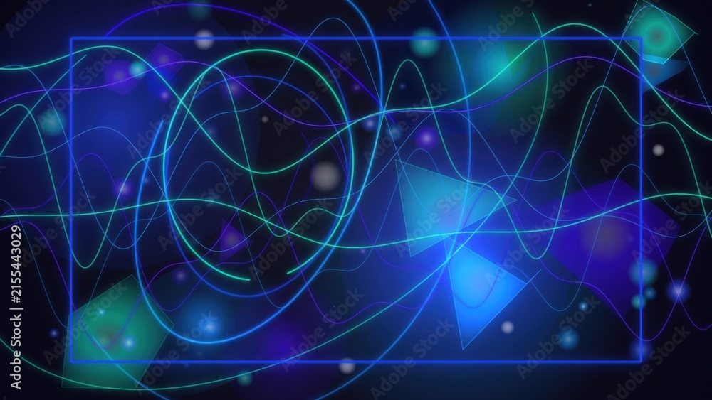 Obraz premium Abstract cosmic swirls with glowing blue and green particles in space
