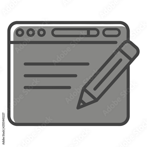 Gray Icon of Browser Window and Pencil for Web Editing