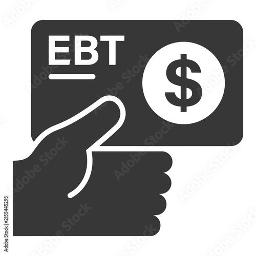 Hand holding EBT card with dollar sign