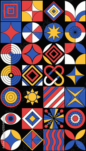 Abstract Geometric Patterns, Shapes, and Designs on Transparent Background