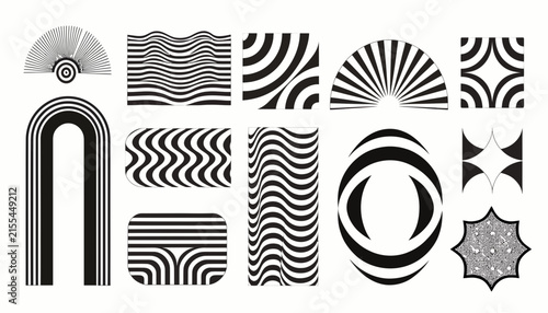 Abstract Geometric Shapes & Patterns, Black and White, Isolated