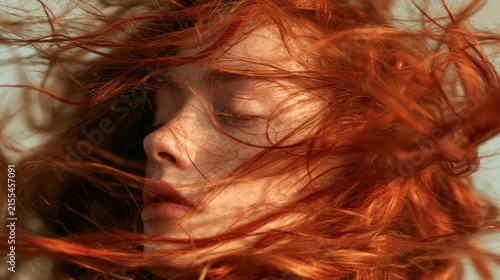 Face and hair blowing wind