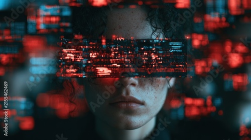 Person face glitch digital abstract background