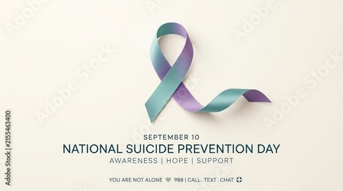 Awareness ribbon for National Suicide Prevention Day with teal and purple gradient design