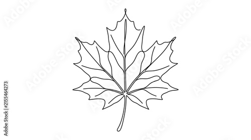 Minimalist Continuous Line Drawing of a Maple Leaf for Autumn Season Design