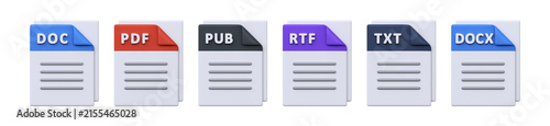 Konstfotografi 3D Document File Format Icons Set