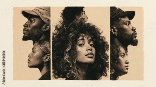Diverse faces portrait collage