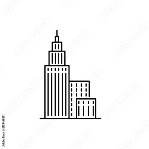 Flat Line Office Building Icon Vector