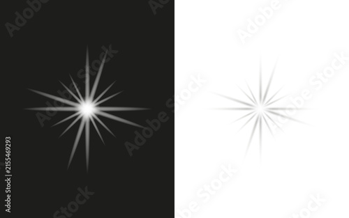 Abstract star light effect with rays shining bright for graphic design overlays