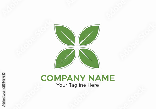 Green four leaf clover company logo design template