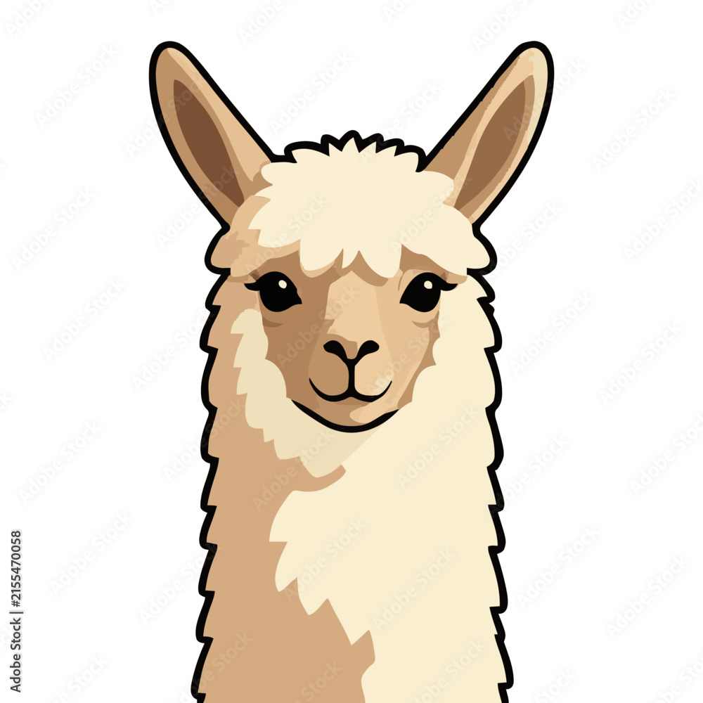 Naklejka premium Cute Llama Head Isolated Vector Illustration