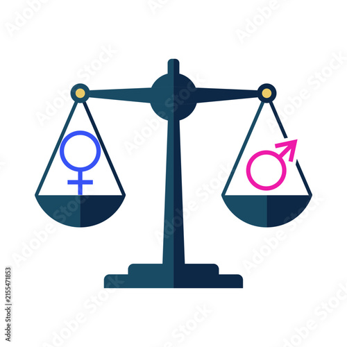 Gender Equality Symbol on Balance Scale, Equal Rights and Social Justice Concept. symbolizing equal rights, fairness, inclusion, and social justice