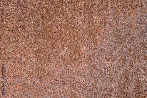 Bild auf Leinwand The texture of a metal thick sheet covered with rust, stains and corrosion foci is dark red