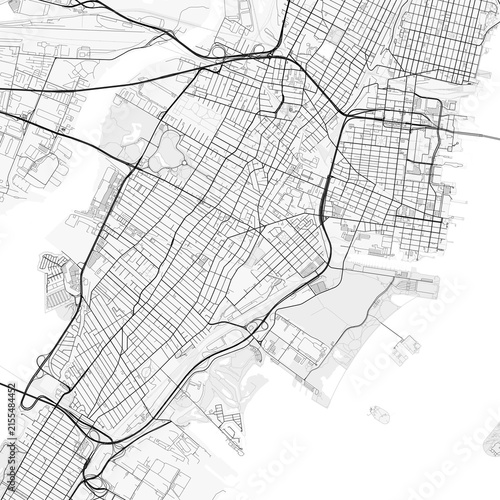 Jersey City Map. Minimalist black and white line art poster for printing, wallpaper, wall art, and map resources for home and office decor