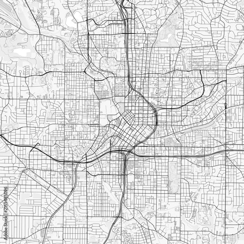 Atlanta City Map. Minimalist black and white line art poster for printing, wallpaper, wall art, and map resources for home and office decor