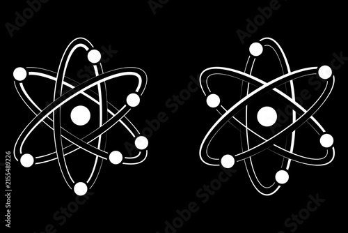 Bild auf Leinwand Atom icon set, atomic structure symbols collection for science education