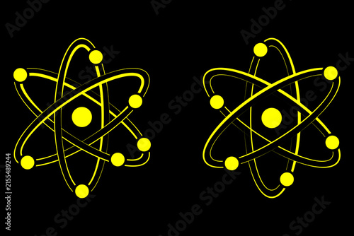 Bild auf Leinwand Atom icon set, atomic structure symbols collection for science education