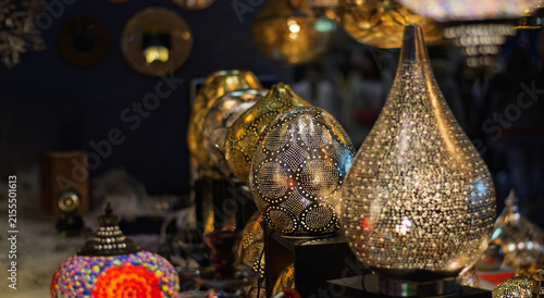 A splendid display of finely perforated oriental handcrafted lamps that create evocative plays of light.