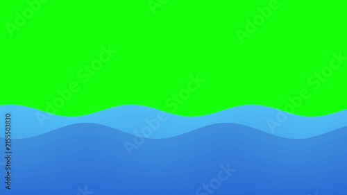 Simple Waving Water Loop Animation on Green Screen, Chroma Key