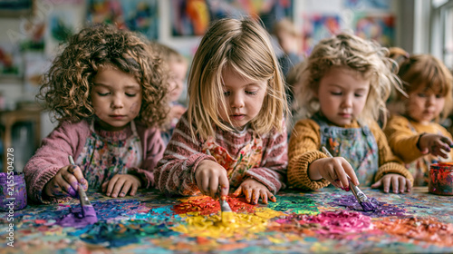 children_painting_together