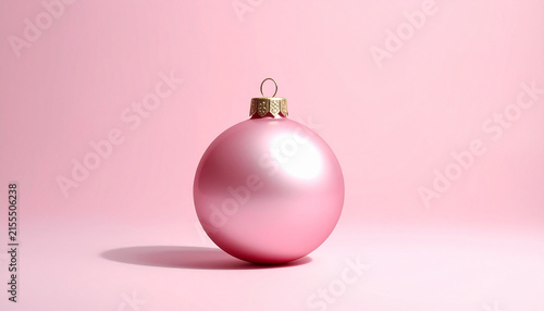Pink Christmas Ball Ornament with Long Soft Shadow