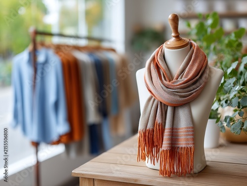 Textured scarf on mannequin, elegant retail display